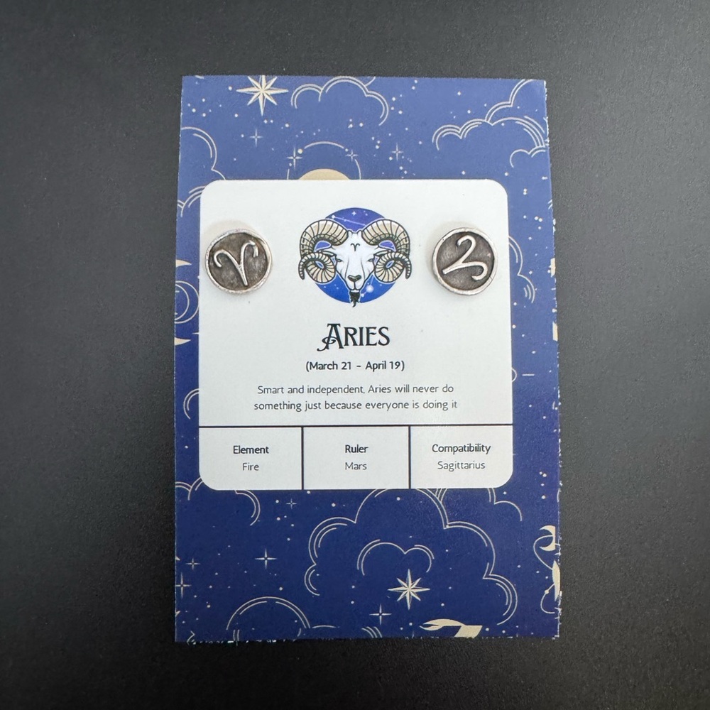 Aries Zodiac Earrings .925 Sterling Silver